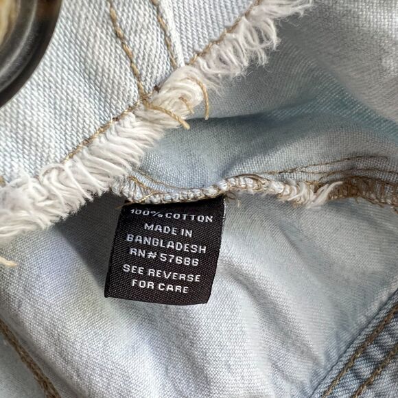 New Look Light Wash Blue Denim Jacket Distressed Button Down - XL - Picture 5 of 6